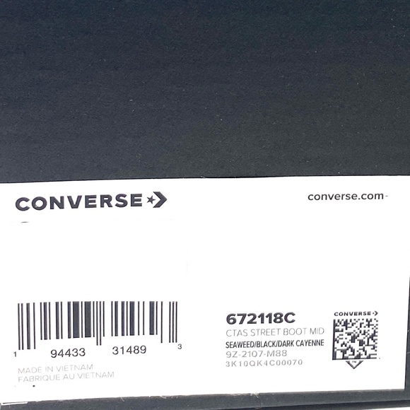 Converse Chuck Taylor Street Mid Top Green Kids Women's Leather Sneakers 672118C - Picture 9 of 10